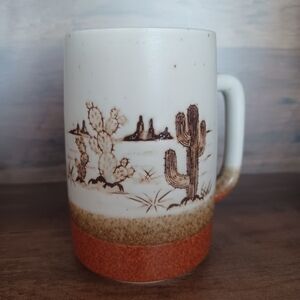 Desert Scene Cactus Navajo Ceramic Mug Earthtones Coffee Tea Mug Cup